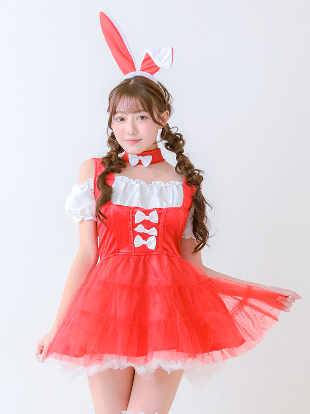 コスプレ バニー ふわふわチュール プチプラ ガーリー 3点セット 立ち姿イメージ画像4枚目