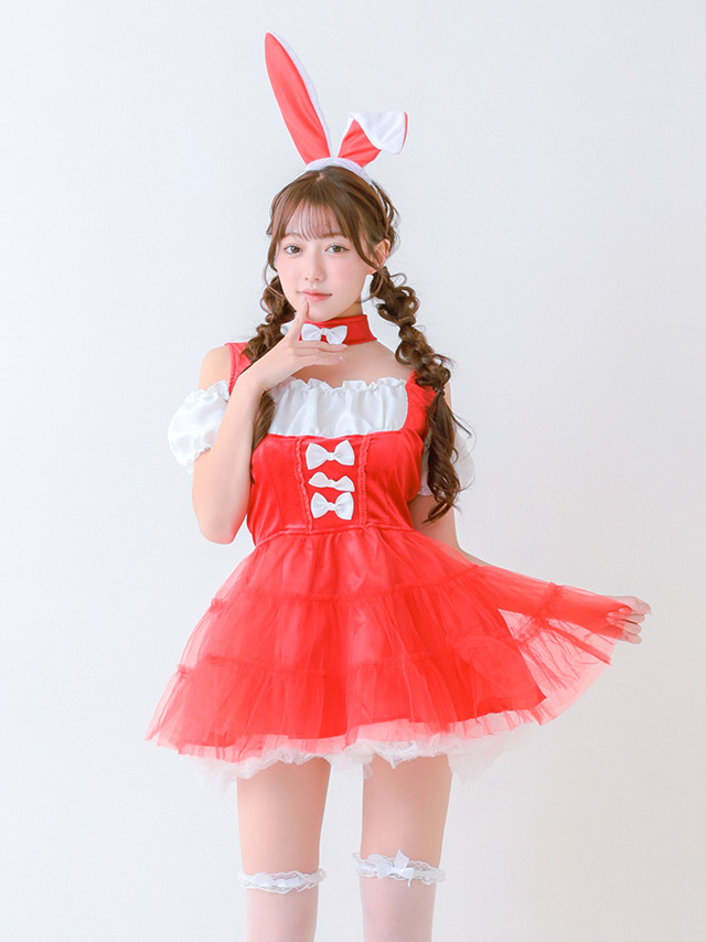 コスプレ バニー ふわふわチュール プチプラ ガーリー 3点セット 立ち姿イメージ画像5枚目