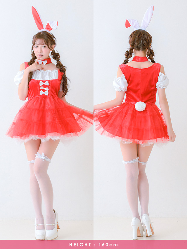 コスプレ バニー ふわふわチュール プチプラ ガーリー 3点セット のフロント・バック画像2枚目