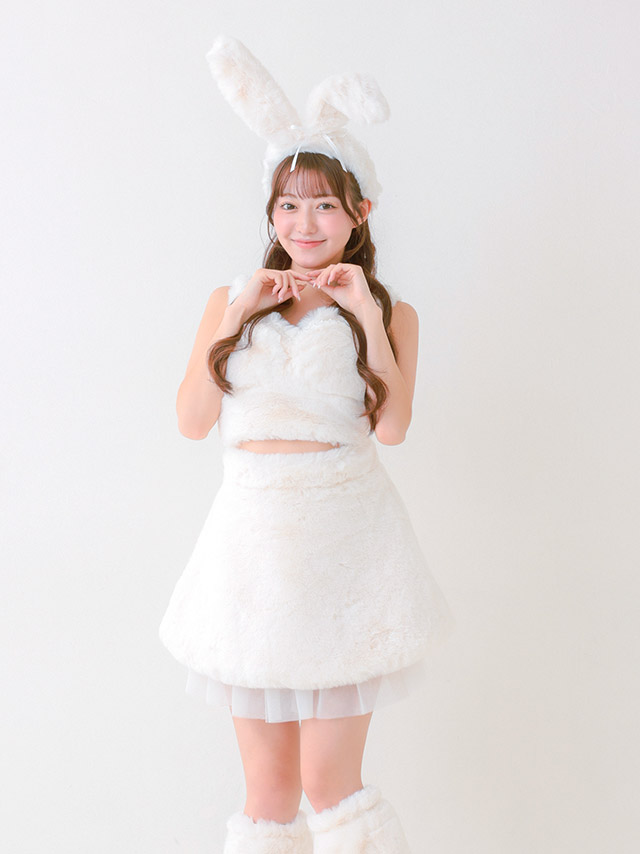 コスプレ バニーガール アニマル もこもこ チュールフリル ガーリー 5点セット の立ち姿イメージ画像7枚目