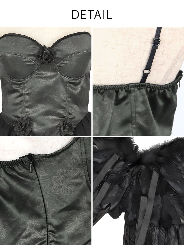 コスプレ ウィング付きフレアスカートペアベアトップガーリー悪魔&天使のディティール