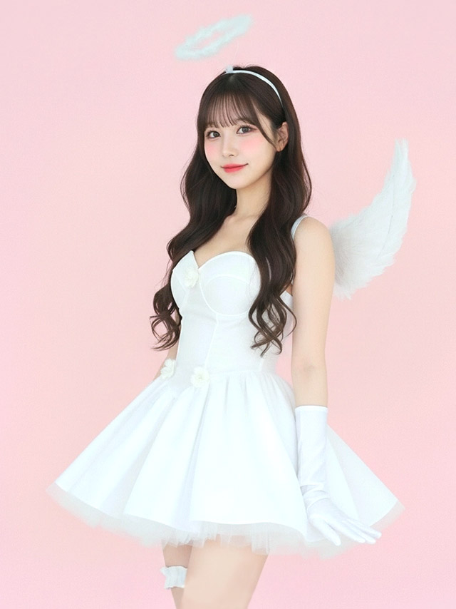 ウイング付きサテンベアドレスガーリーエンジェル