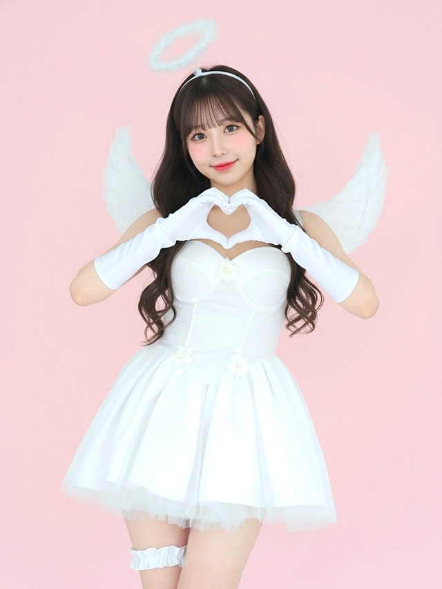 ウイング付きサテンベアドレスガーリーエンジェル