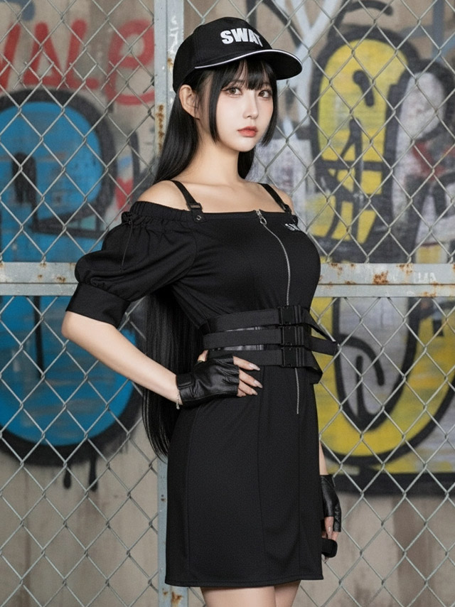 コスプレ ショルダーカットフロントジップ体型カバーペアガーリーSWATポリの商品画像4枚目