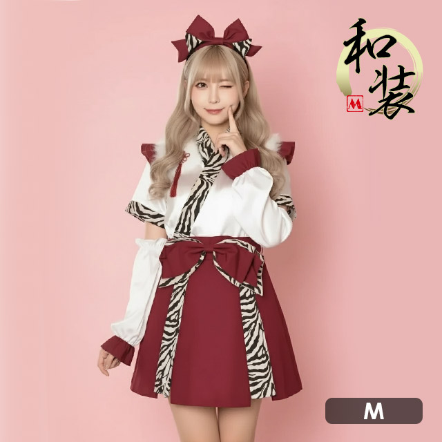 巫女 コスプレ 鬼 節分 お化けの日 タッセル付き フレアスカート 体型カバー ガーリー リボン フリル の商品画像