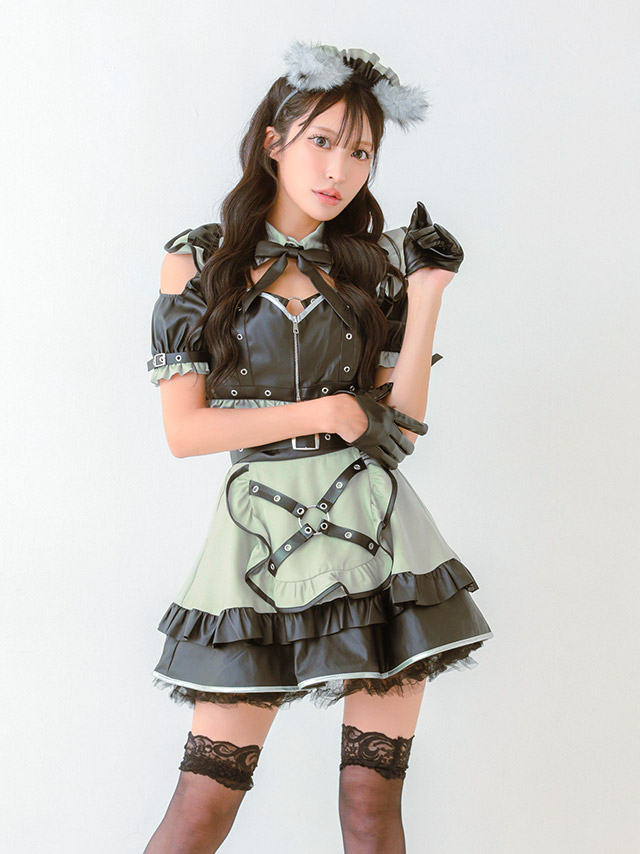 コスプレ ウルフ アニマル メイド レザー 6点セット の立ち姿イメージ画像2枚目