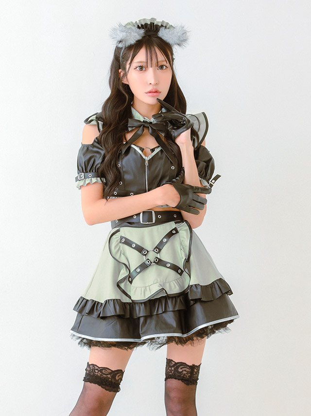 コスプレ ウルフ アニマル メイド レザー 6点セット の立ち姿イメージ画像3枚目