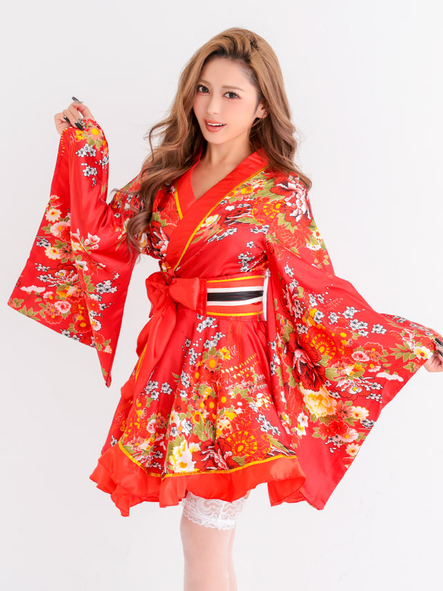 コスプレ 和ドレス セクシー 花魁 長袖 体型カバー ロング丈 3点セットの商品画像2枚目