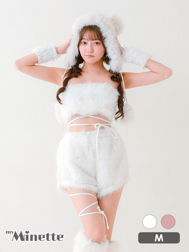 コスプレ テディベア アニマル もこもこ キュート へそ出し 6点セット のカラー画像2枚目