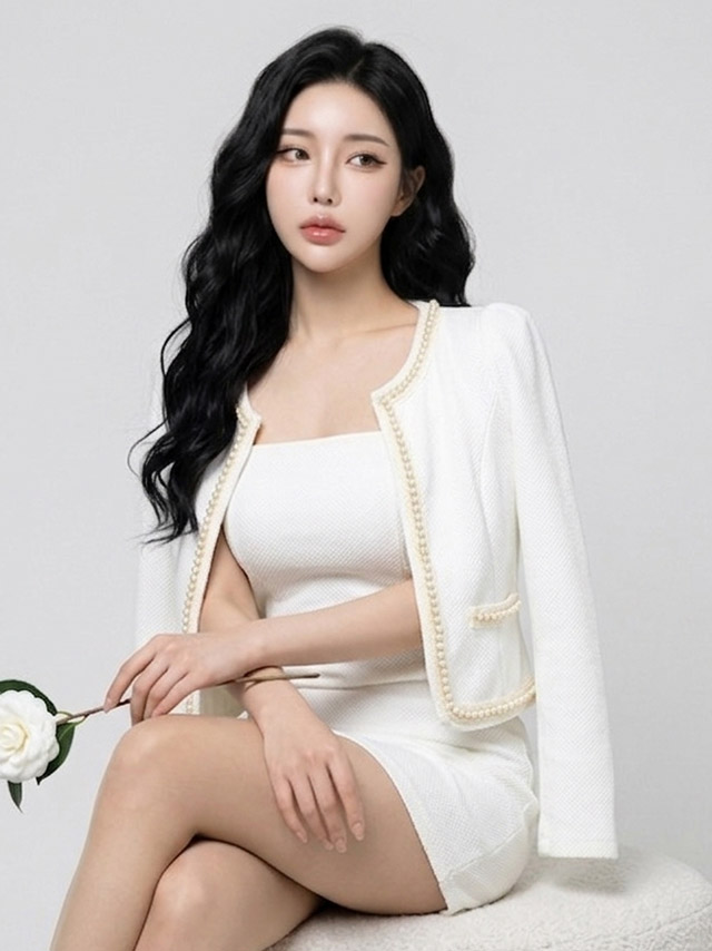 ノーカラーワッフルパール縁取りボレロジャケット