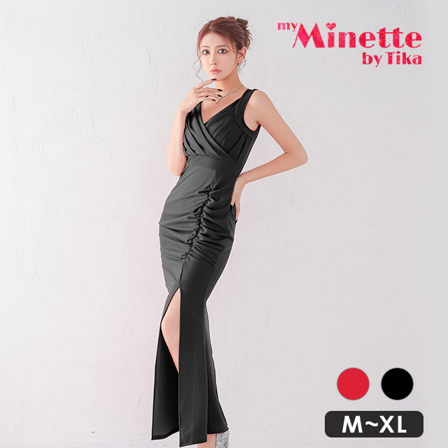 ロングドレス プチプラ マーメイド ノースリーブ ストレッチ シンプル ラウンジ ワンカラー 大人 背中魅せ 赤ドレス XL 安い キャバドレスのメイン画像