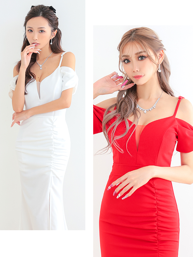 キャミソール 袖リボン風 シースルー セクシー ロングドレスの商品画像3枚目