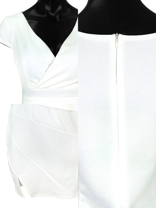 ミニドレス プチプラ 新人 タイト ラウンジ セクシー 半袖 低身長 谷間 スリット デザイン ワインレッド キャバドレスディティール2