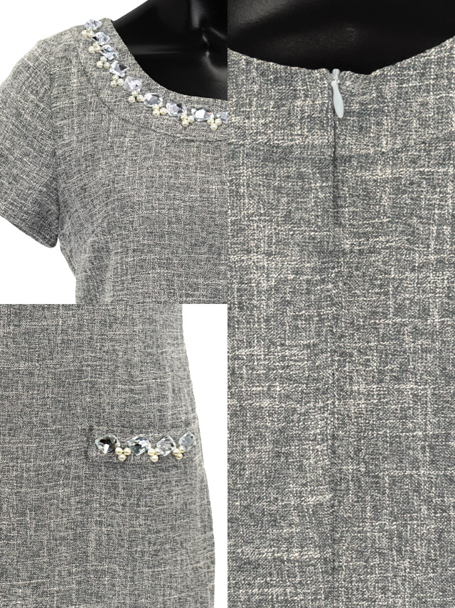 ミニドレス プチプラ 新人 タイト 長袖 ワンピース シアー シアー袖 ドット柄 低身長 胸元隠し 背中魅せ 同伴 黒 キャバドレスディティール1