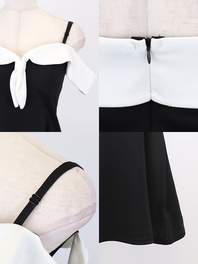 ミニドレス プチプラ　ストレッチ セクシー 肩あき 新人 背中魅せ 低身長 Aライン 黒 安い キャバドレスの商品特徴1