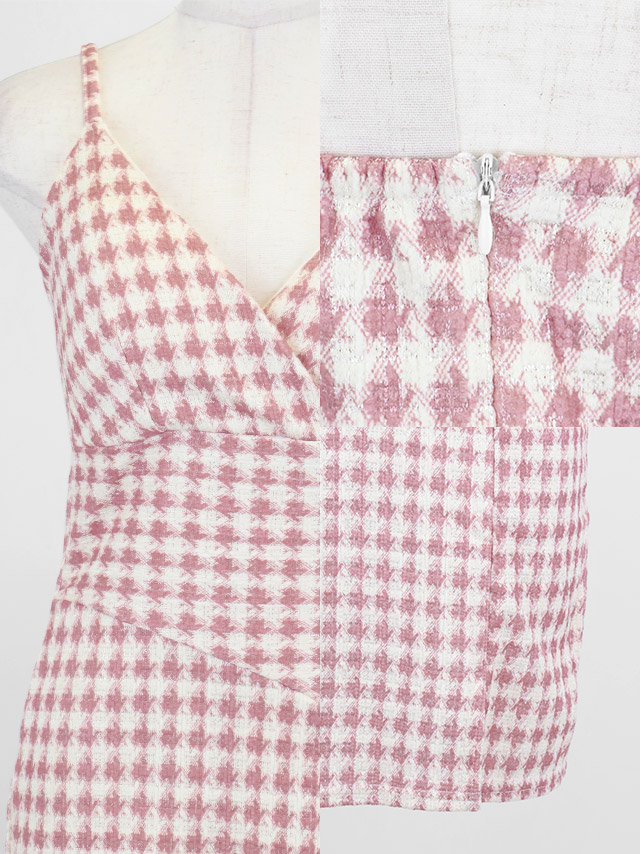 ミニドレス プチプラ ツイード ストレッチ セクシー 谷間 キャミソール 新人 背中魅せ 低身長 黒 安い タイト キャバドレスの詳細画像1