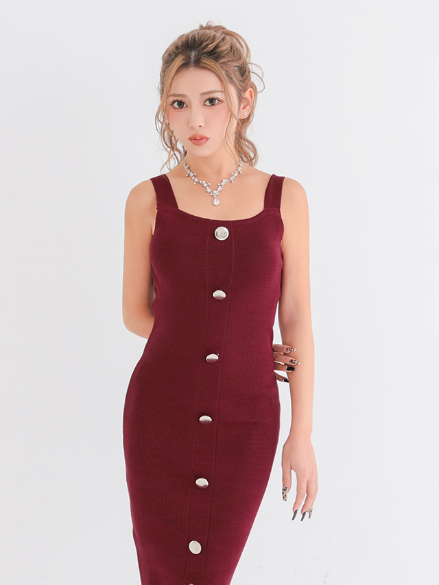 膝丈ドレス ノースリーブ ワンピース ニット ストレッチ ワンカラー ブラジャーのまま バイカラー 安い プチプラ タイト キャバドレスのイメージ画像2