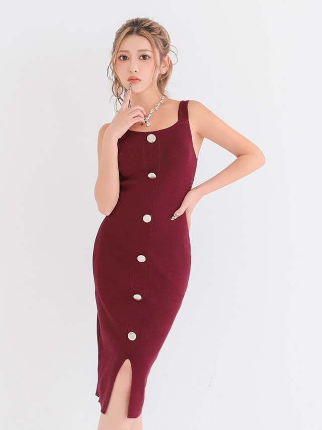 膝丈ドレス ノースリーブ ワンピース ニット ストレッチ ワンカラー ブラジャーのまま バイカラー 安い プチプラ タイト キャバドレスのイメージ画像3