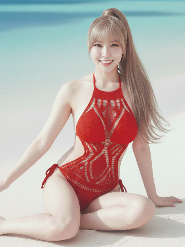 プチプラ 水着 セクシー モノキニ くびれ ホルターネック かぎ編み ビキニのイメージ画像3