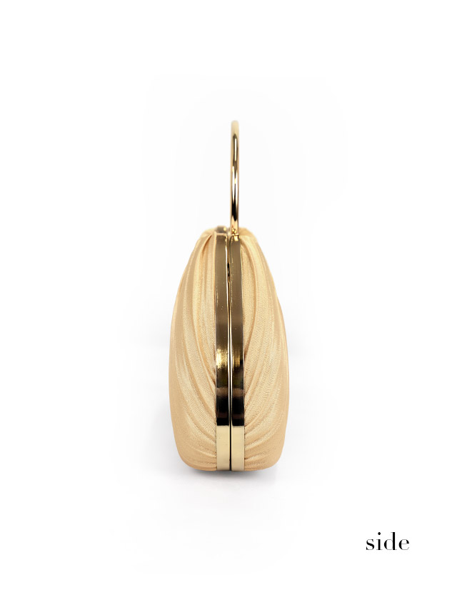 ハンドバッグ リングハンドル サテン プリーツ チェーン 2Way のディティール画像2枚目