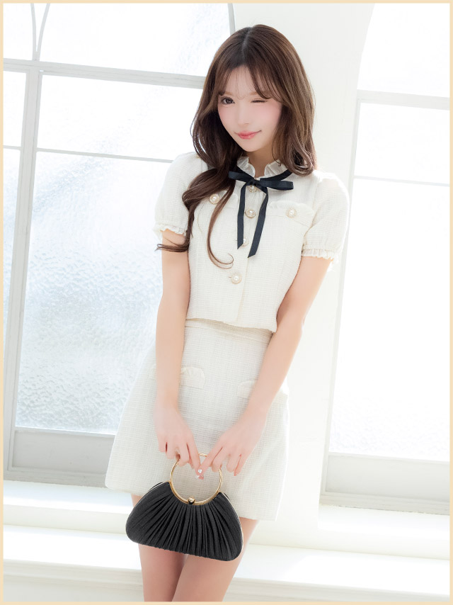 ハンドバッグ リングハンドル サテン プリーツ チェーン 2Way の商品画像2枚目