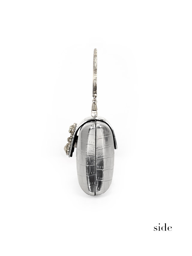 ハンドバッグ スクエア クロコダイル調 バックルビジュー チェーン 2Way のディティール画像2枚目