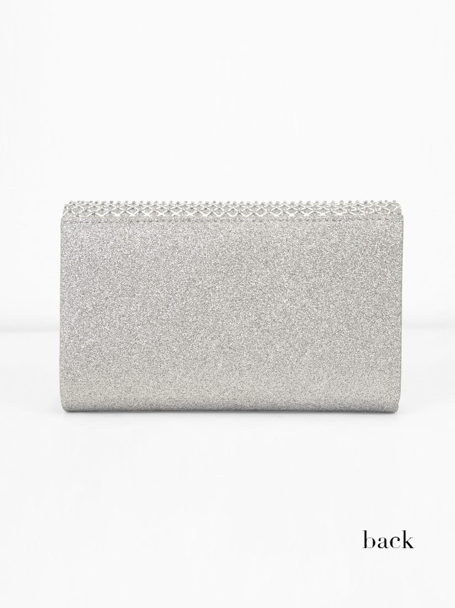 クラッチバッグ ショルダーバッグ グリッター Vカット チェーン 2Way のバック画像