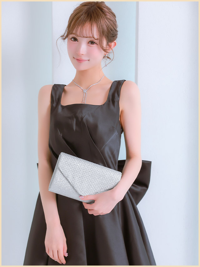 クラッチバッグ ショルダーバッグ グリッター Vカット チェーン 2Way のイメージ画像4枚目