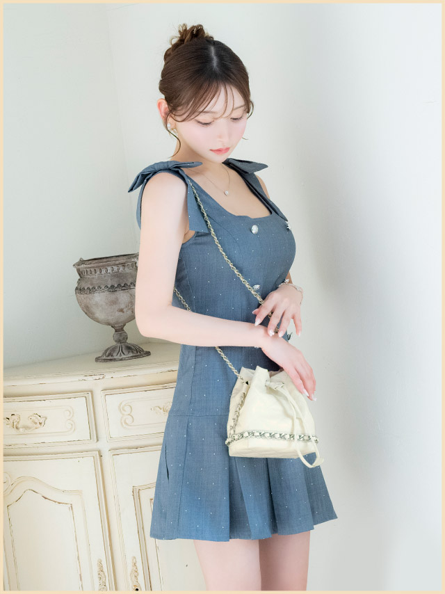 ショルダーバッグ 巾着 キルティング シルバーチェーン の商品画像7枚目