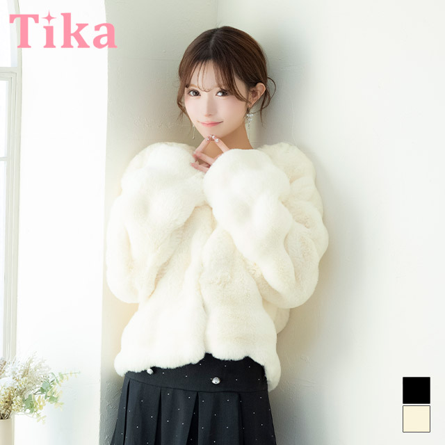 ボレロ ジャケット ノーカラー マシュマロ フェイクファー ショート丈 長袖 体型カバー 羽織り の商品画像1枚目