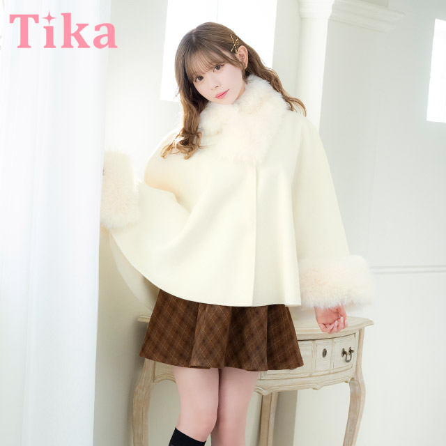 ボレロふわふわフェイクファーティペット2Wayポンチョ