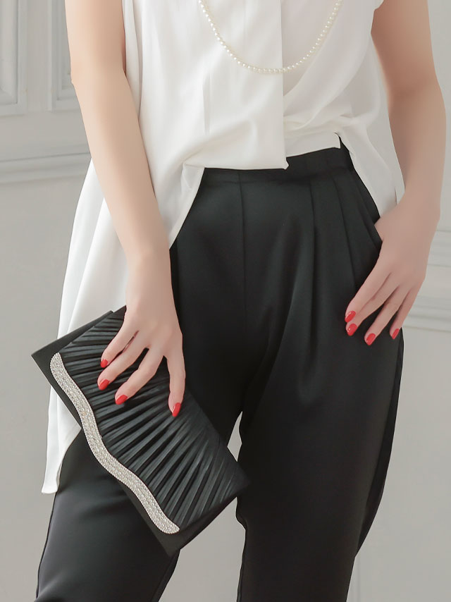 2wayギャザープリーツデザインパーティーバッグ