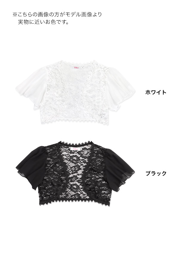 半袖シフォンショート丈レースボレロのカラー
