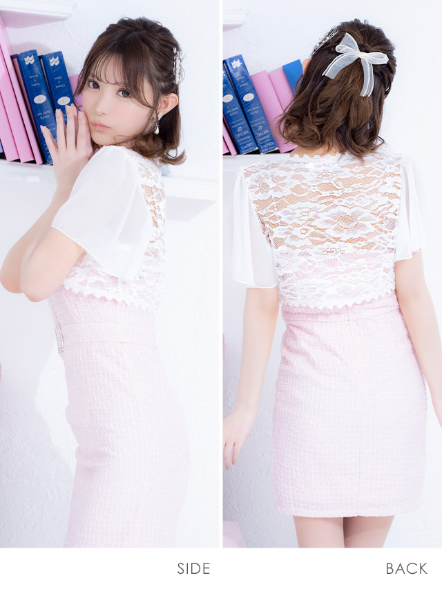 半袖シフォンショート丈レースボレロのサイドバック