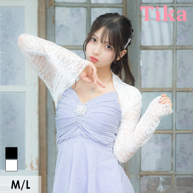 ボレロ 花柄 総レース 長袖 二の腕 体型カバー 羽織り のメイン画像