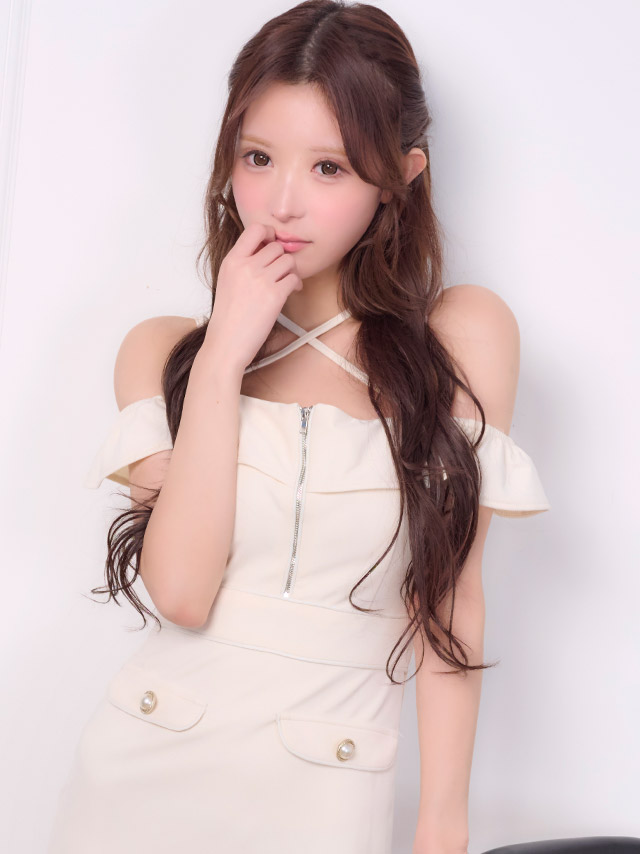 ミニドレス 肩あき クロスネック ジップ パイピング フェイクポケット ストレッチ XL タイト アイボリー キャバドレス の立ち姿イメージ画像1枚目