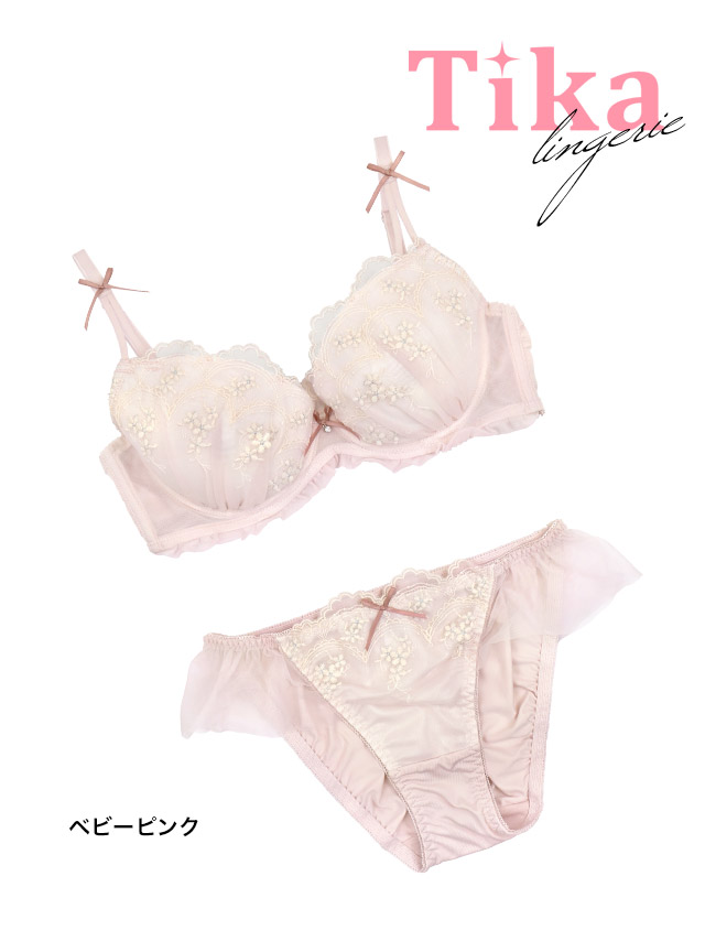 勝負下着セクシーランジェリーランジェリー小花刺繍チュールフリルブラジャーショーツランジェリー下着2点セット商品詳細1