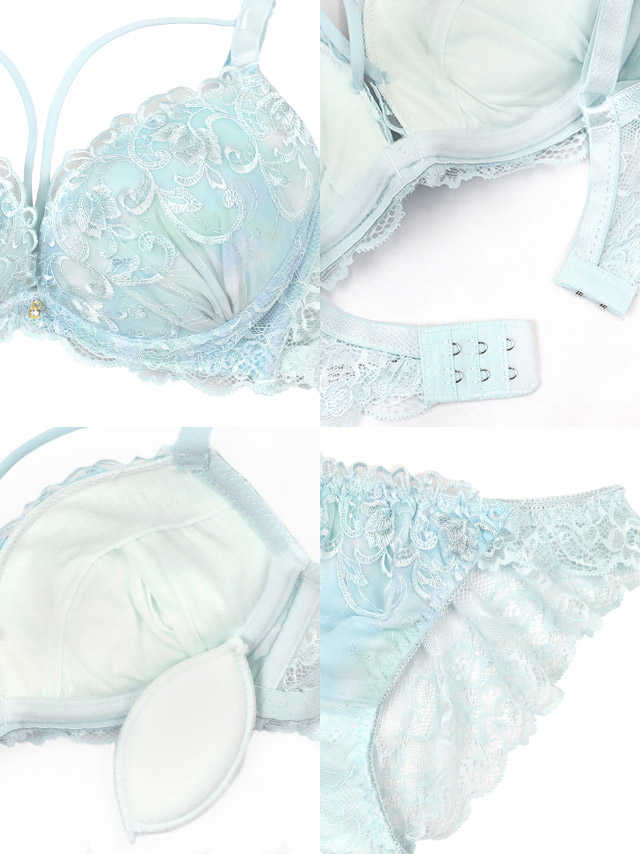 マーブル刺繍レースバストコードワイヤーブラジャーショーツ2点セット商品詳細3