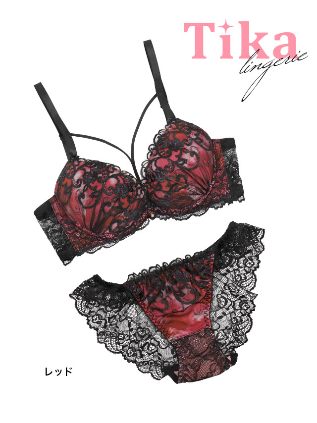 勝負下着セクシーランジェリー下着グラデーション刺繍ブラックレースクロスコード脇高ワイヤーブラジャーショーツ2点セット商品詳細1