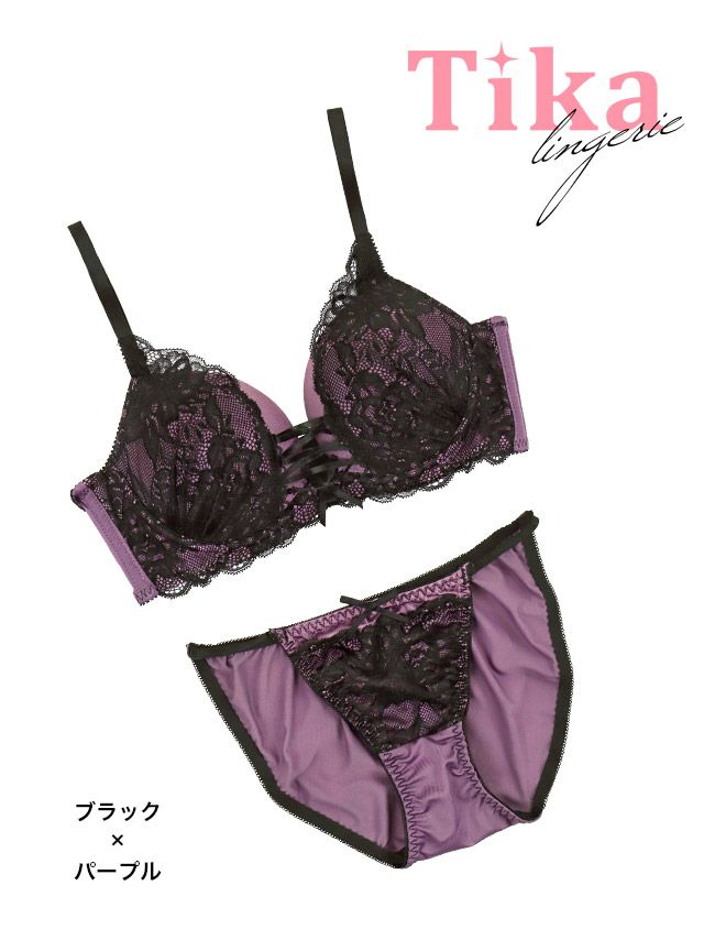 勝負下着ヌーディーカラー×ブラックレースカップブラジャー＆ショーツ2点セットのカラー
