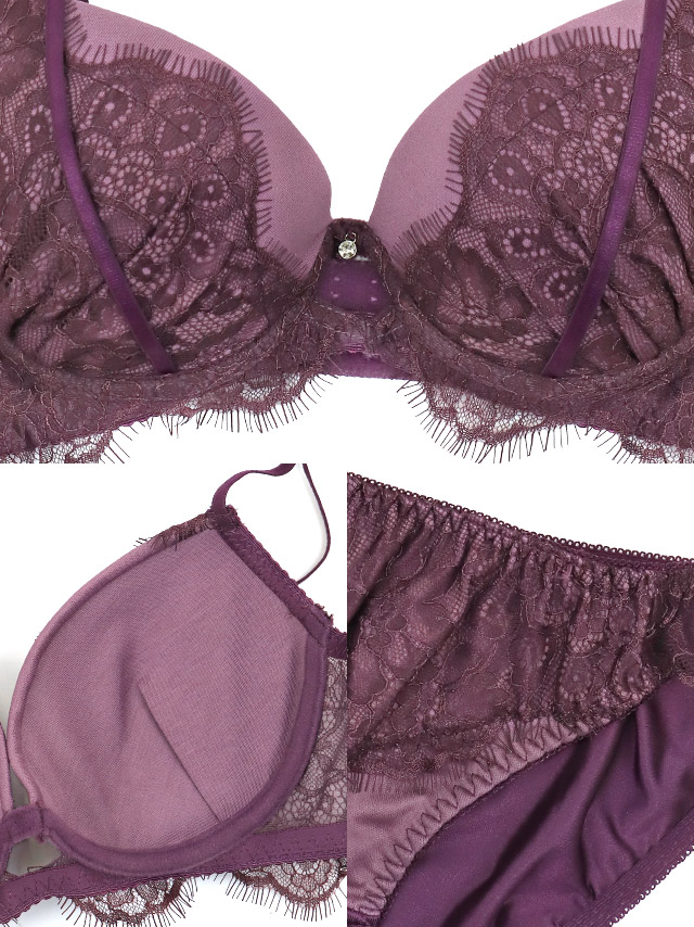 エレガントレースチュールベールフロントホックワイヤーブラジャーTバックショーツ2点セット商品詳細3
