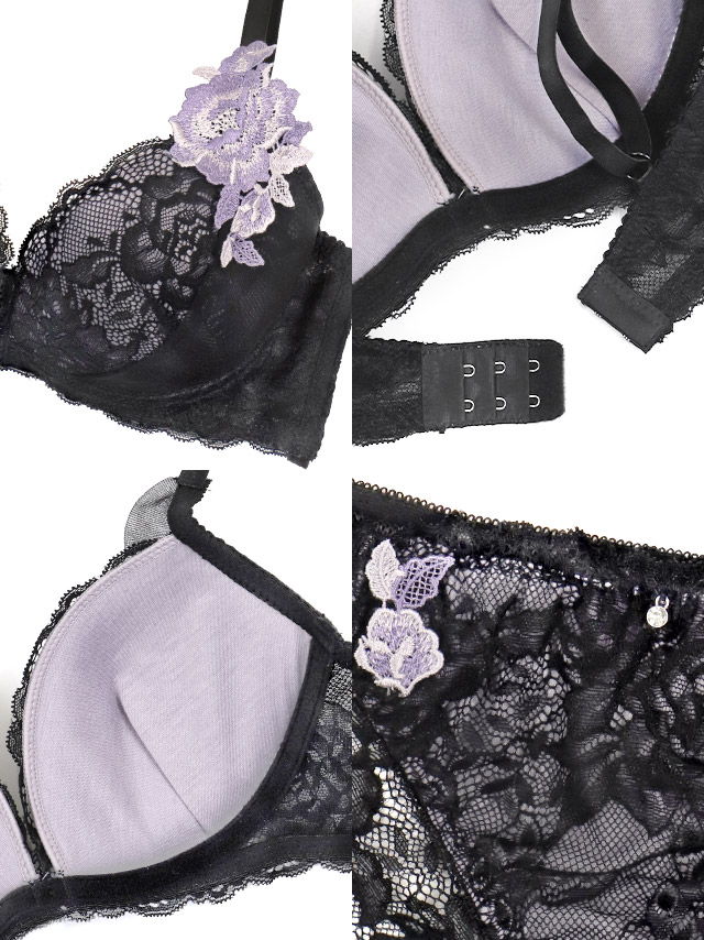 勝負下着フラワー刺繍レースワイヤーブラジャーショーツ2点セットの商品詳細3