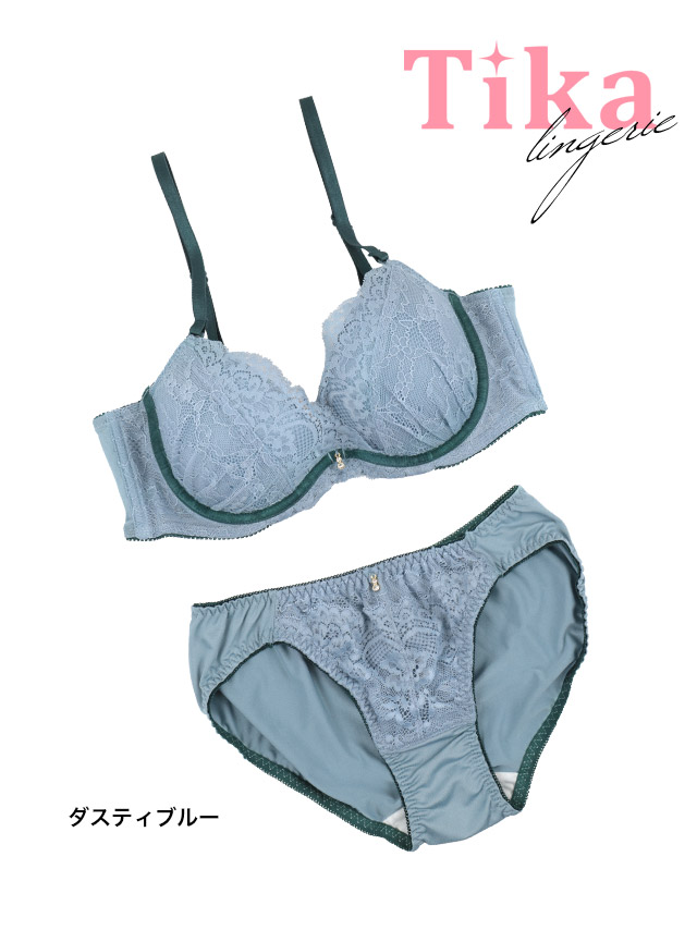 オールレースパイピングテープ脇高ブラジャー＆ショーツ2点セットのカラー