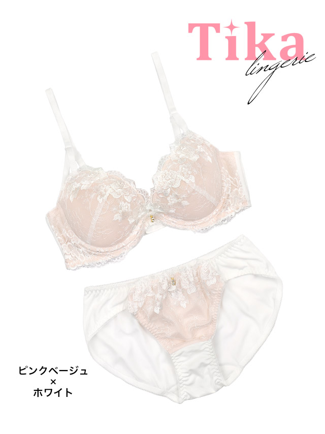 勝負下着セクシーランジェリー下着ヌーディーフラワーレース刺繍白脇高ブラジャーショーツ2点セット商品詳細1