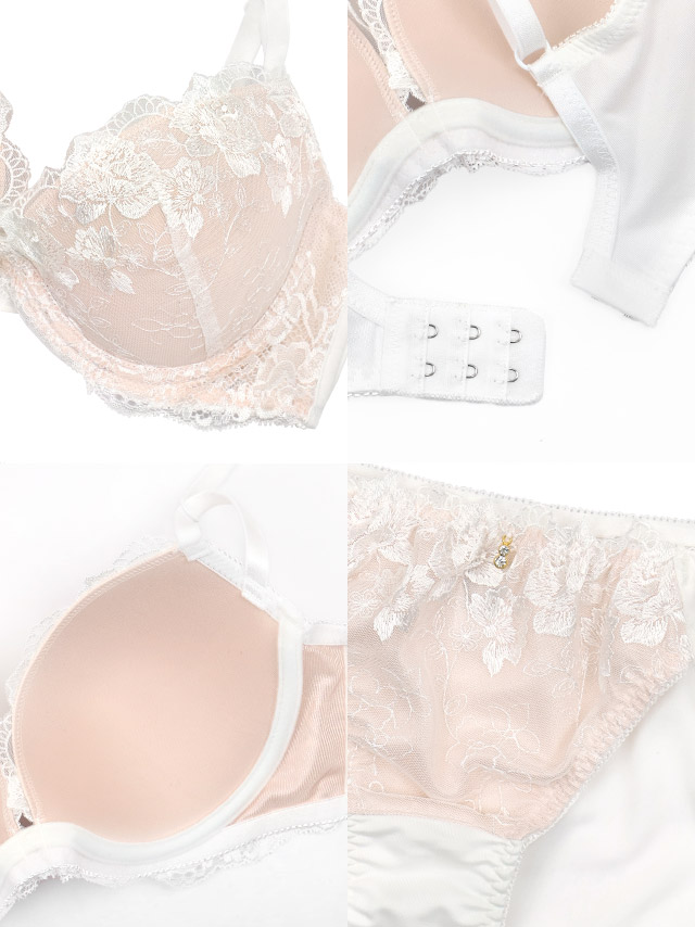 勝負下着セクシー勝負下着セクシーランジェリー下着ヌーディーフラワーレース刺繍白脇高ブラジャーショーツ2点セット商品詳細3