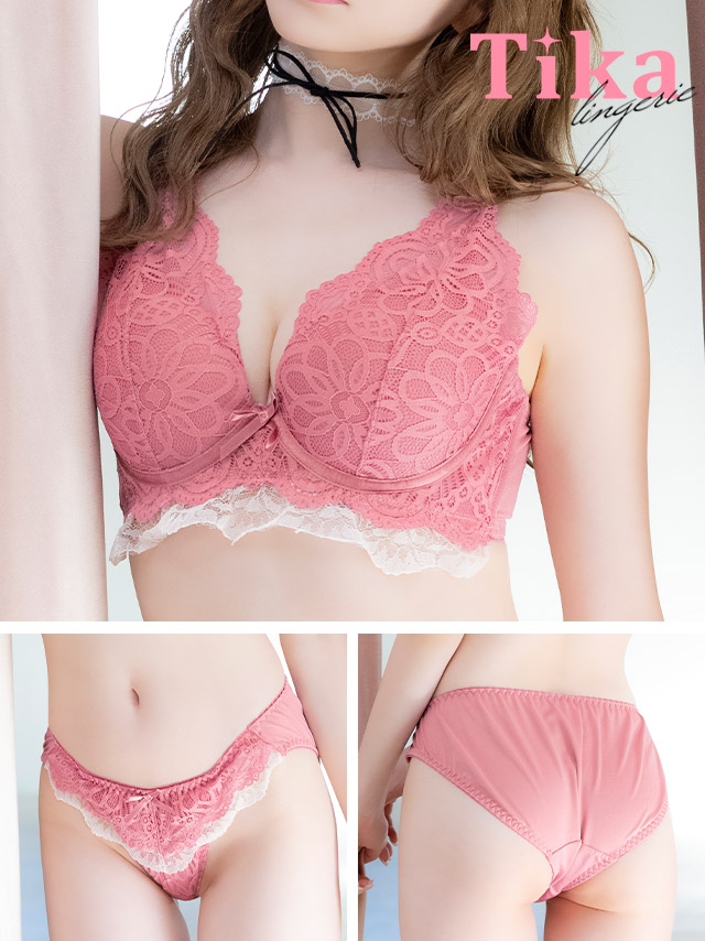 勝負下着セクシーランジェリーフラワー刺繍レースワイヤーバイカラーブラジャーショーツ2点セット商品詳細2