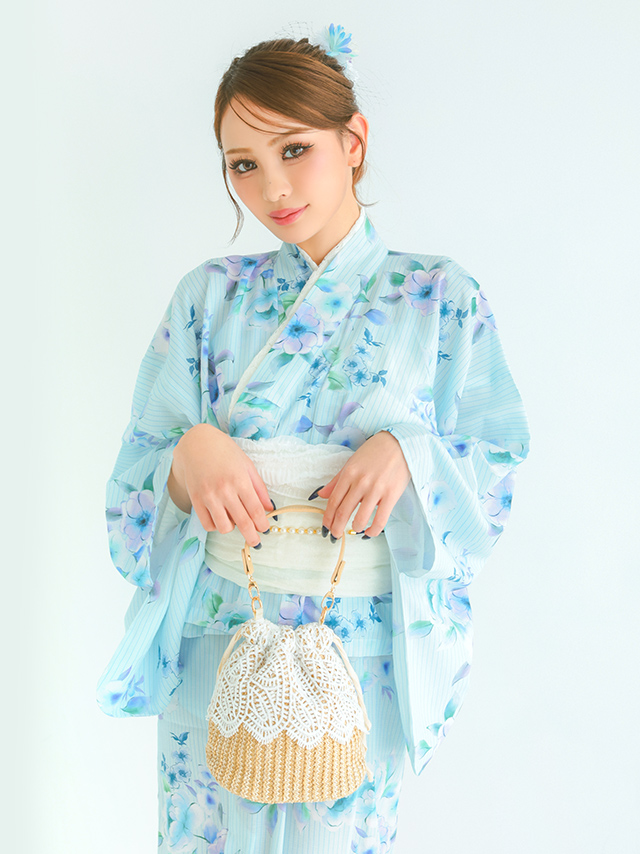 浴衣小物 パールハンドル 巾着 2way ショルダー カゴバッグ