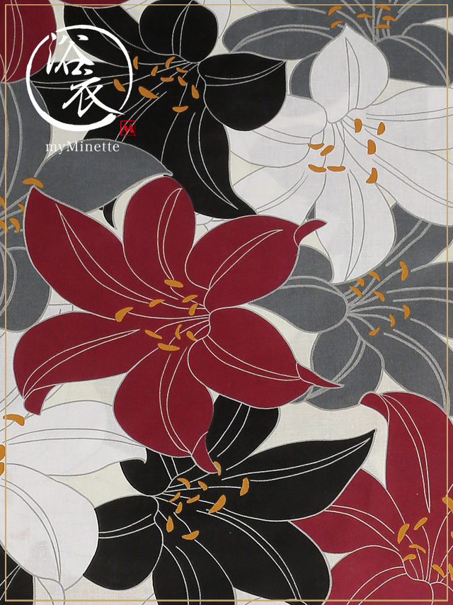 妖艶 ベージュ地にヴィンテージフラワー ゆかた3点セットのセット内容