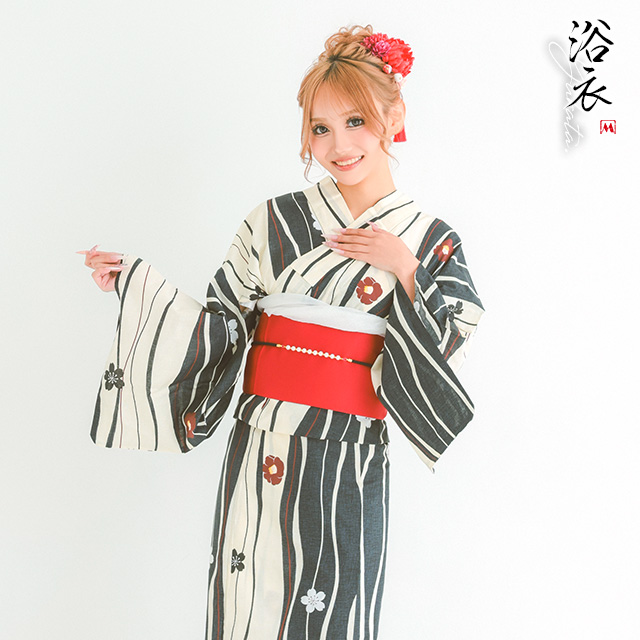 浴衣プチプラ椿柄古典レトロ選べる帯