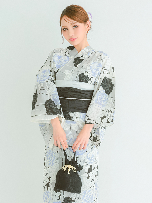 浴衣小物 プチプラ 総レース リボン 花柄 巾着バッグ